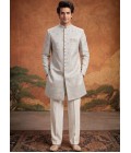Off White Jacquard Mens Wedding Indo Western