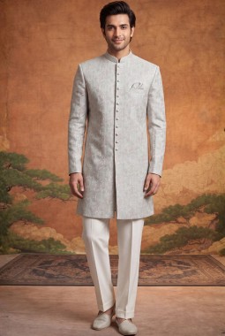 Pista Jacquard Mens Wedding Indo Western
