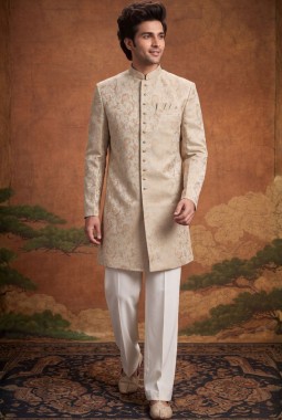 Pista Jacquard Mens Wedding Indo Western