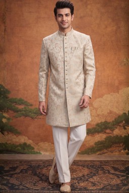 Pista Jacquard Mens Wedding Indo Western