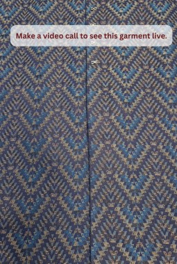 Navy Blue Jacquard Mens Wedding Indo Western