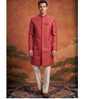 Rani Art Silk Embroidery Mens Wedding Indo Western