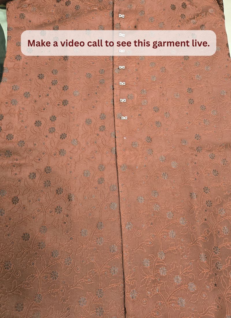 Rust Jacquard Mens Wedding Indo Western