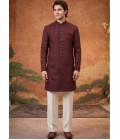 Rust Jacquard Mens Wedding Indo Western