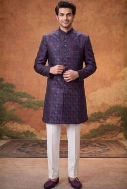 Multi Color Jacquard Mens Wedding Indo Western