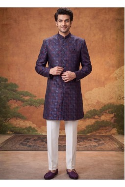 Multi Color Jacquard Mens Wedding Indo Western