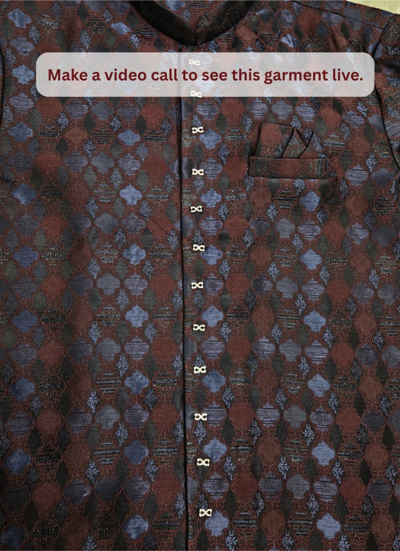 Multi Color Jacquard Mens Wedding Indo Western