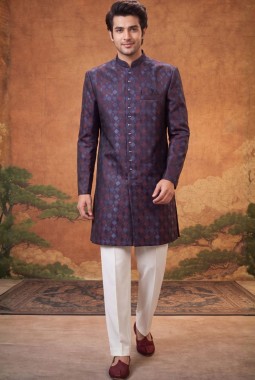 Multi Color Jacquard Mens Wedding Indo Western