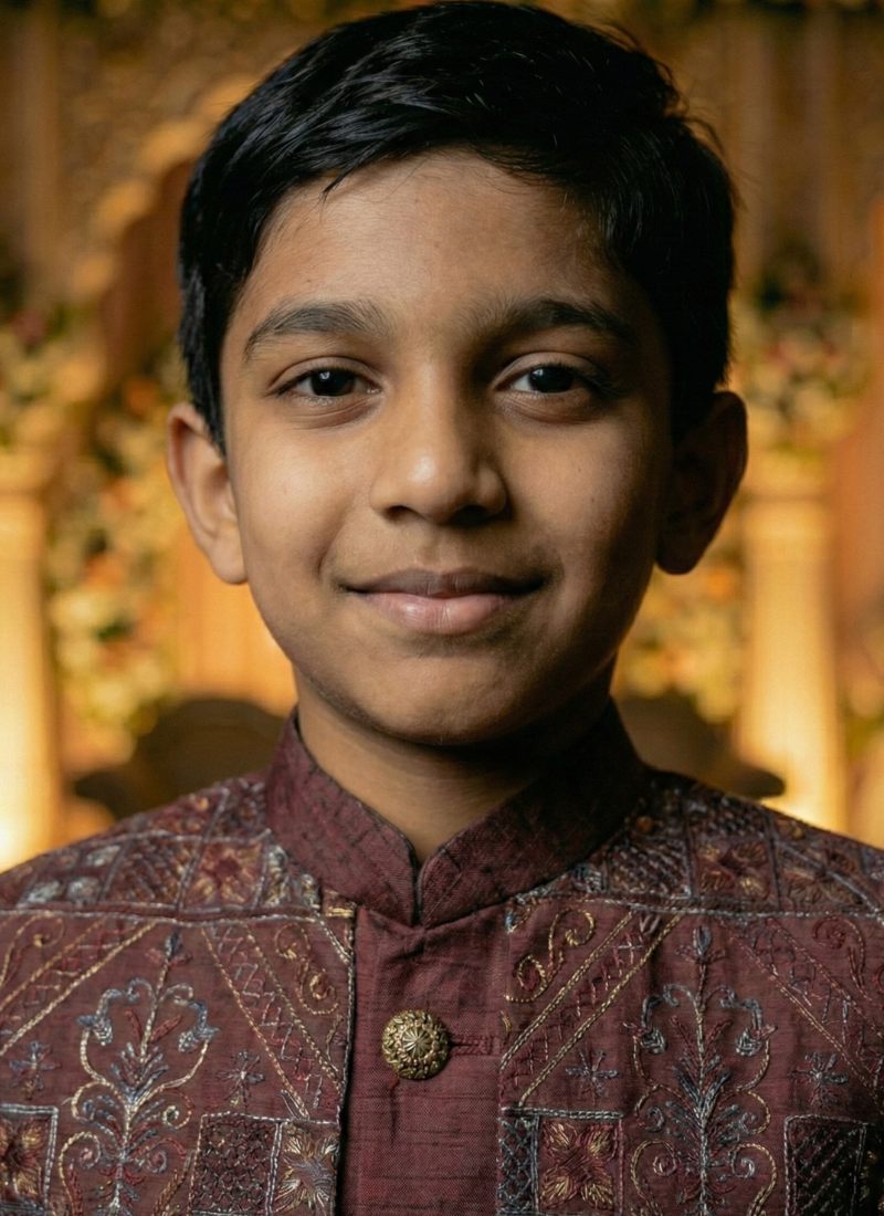 Maroon Jorget Embroidered Boys Indo Western