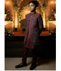 Maroon Jorget Embroidered Boys Indo Western