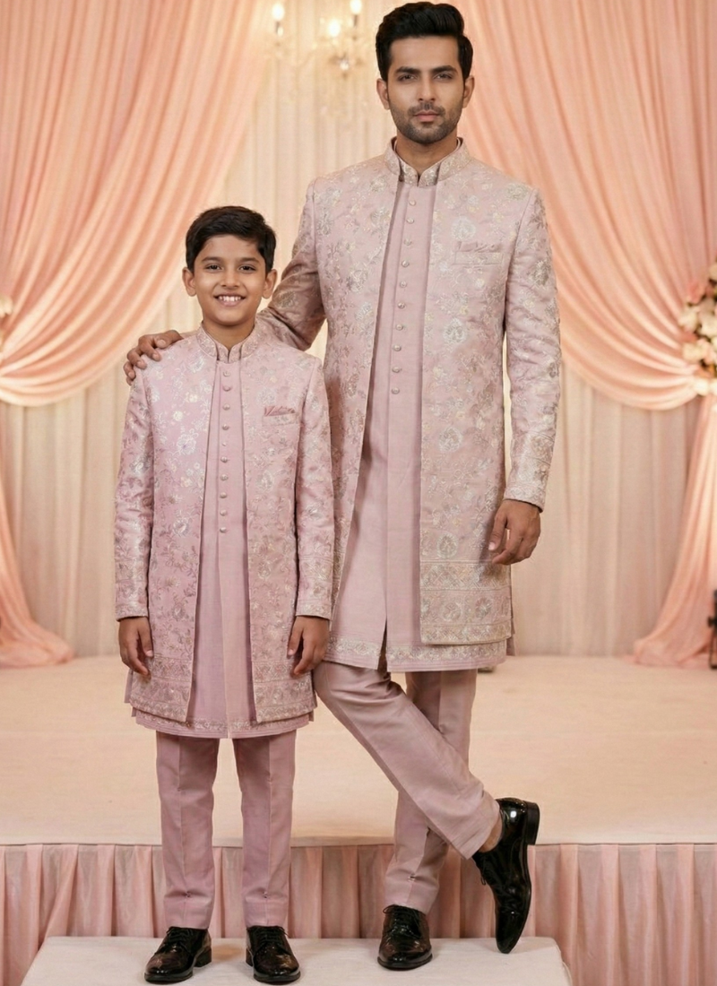 Onion Art Silk Embroidered Boys Indo Western