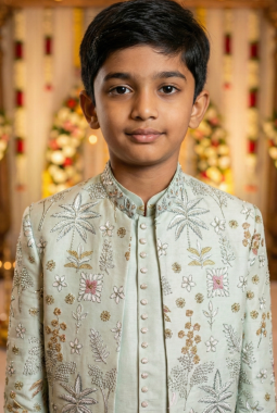 Pista Art Silk Embroidered Boys Indo Western