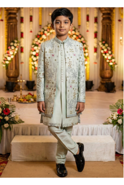 Pista Art Silk Embroidered Boys Indo Western