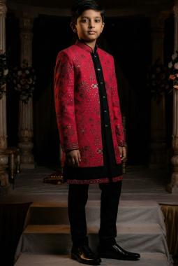 Rani Art Silk Embroidered Boys Indo Western