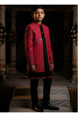 Rani Art Silk Embroidered Boys Indo Western