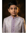 Lilac Art Silk Embroidered Boys Indo Western