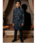 Black Velvet Embroidered Boys Indo Western