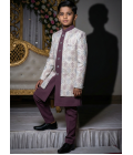 White Art Silk Embroidered Boys Indo Western