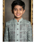 Slate Green Jorget Embroidered Boys Indo Western