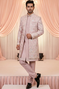 Onion Art Silk Embroidered Mens Indo Western