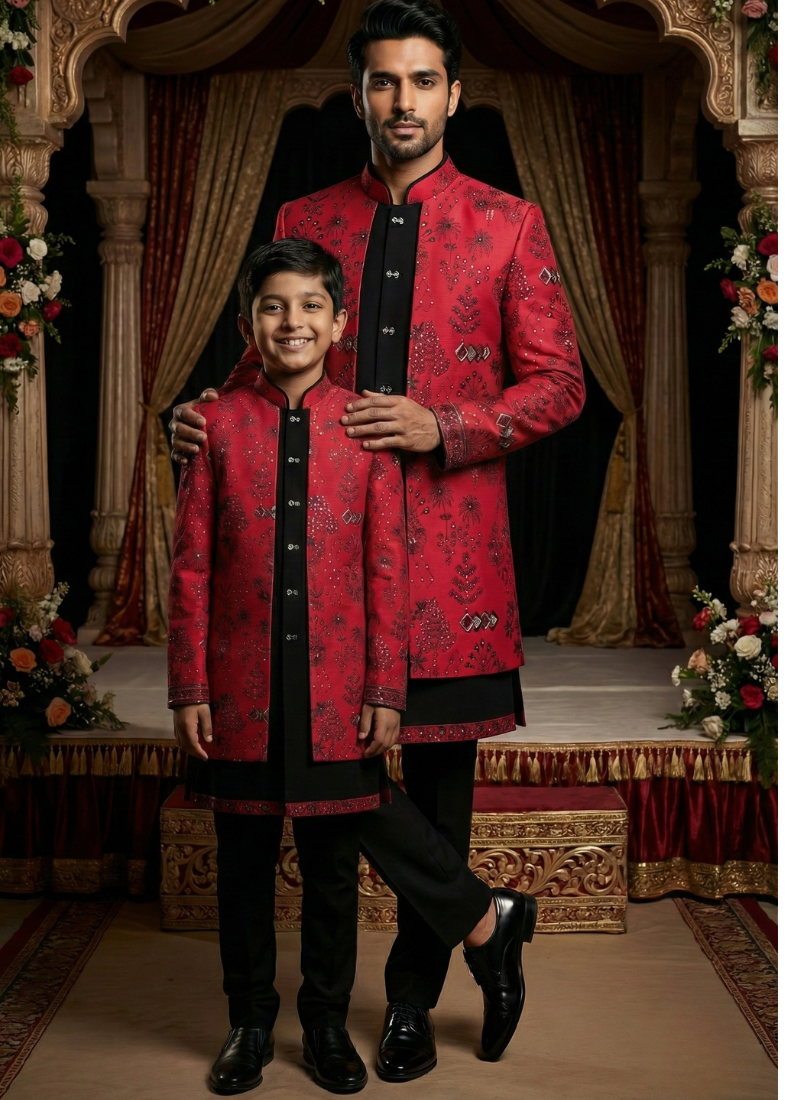 Rani Art Silk Embroidered Mens Indo Western