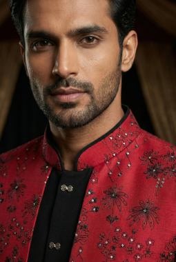 Rani Art Silk Embroidered Mens Indo Western