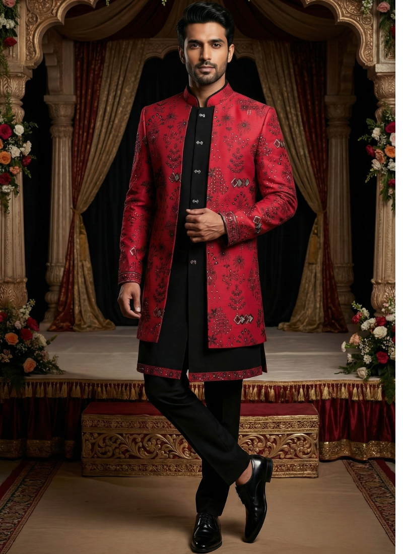 Rani Art Silk Embroidered Mens Indo Western