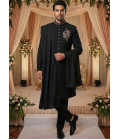 Black Luchka Patch Work Mens Nawabi Indo Western
