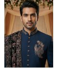 Teal Luchka Patch Work Mens Nawabi Indo Western