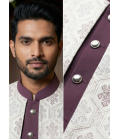 White Art Silk Embroidered Mens Indo Western