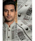 Slate Green Jorget Embroidered Mens Indo Western