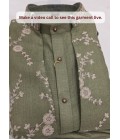 Green Art Linen Embroidery Mens Waistcoat Set