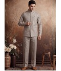 Natural Art Linen Embroidery Mens Waistcoat Set