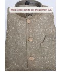 Natural Art Linen Embroidery Mens Waistcoat Set