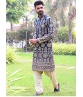 Navy Blue Georgette Embroidered Festive Wear Kafnii With Patiala Navy Blue Georgette Embroidered Festive Wear Kafnii With Patiala