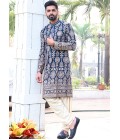 Navy Blue Georgette Embroidered Festive Wear Kafnii With Patiala Navy Blue Georgette Embroidered Festive Wear Kafnii With Patiala