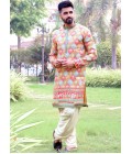 Multi Color Brocade Festive Wear Mens Kafnii With Patiala