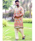 Multi Color Brocade Festive Wear Mens Kafnii With Patiala