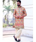 Multi Color Brocade Festive Wear Mens Kafnii With Patiala