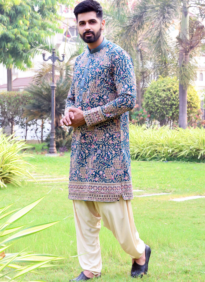 Rama Georgette Embroidered Festive Wear Kafnii With Patiala