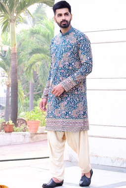 Rama Georgette Embroidered Festive Wear Kafnii With Patiala