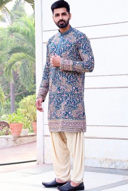 Rama Georgette Embroidered Festive Wear Kafnii With Patiala