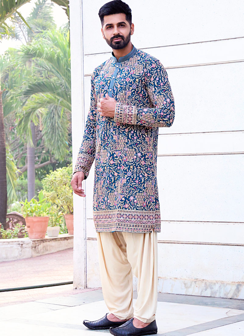 Rama Georgette Embroidered Festive Wear Kafnii With Patiala
