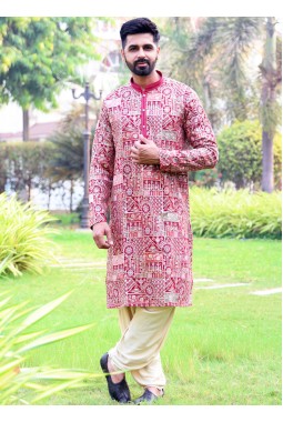 Rani Georgette Embroidered Festive Wear Kafnii With Patiala