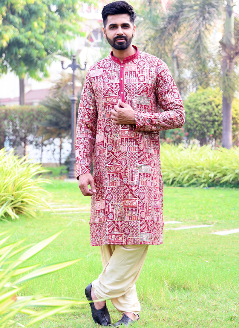 Rani Georgette Embroidered Festive Wear Kafnii With Patiala