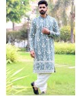 Green Grey Georgette Embroidered Festive Wear Kafnii With Patiala 
