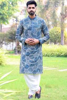 Teal Softfeel Threadwork Festive Wear Kafnii With Patiala