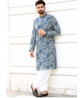 Teal Softfeel Threadwork Festive Wear Kafnii With Patiala