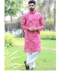 Hot Pink Softfeel Thread Work Festive Wear Kafnii With Patiala