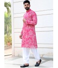 Hot Pink Softfeel Thread Work Festive Wear Kafnii With Patiala